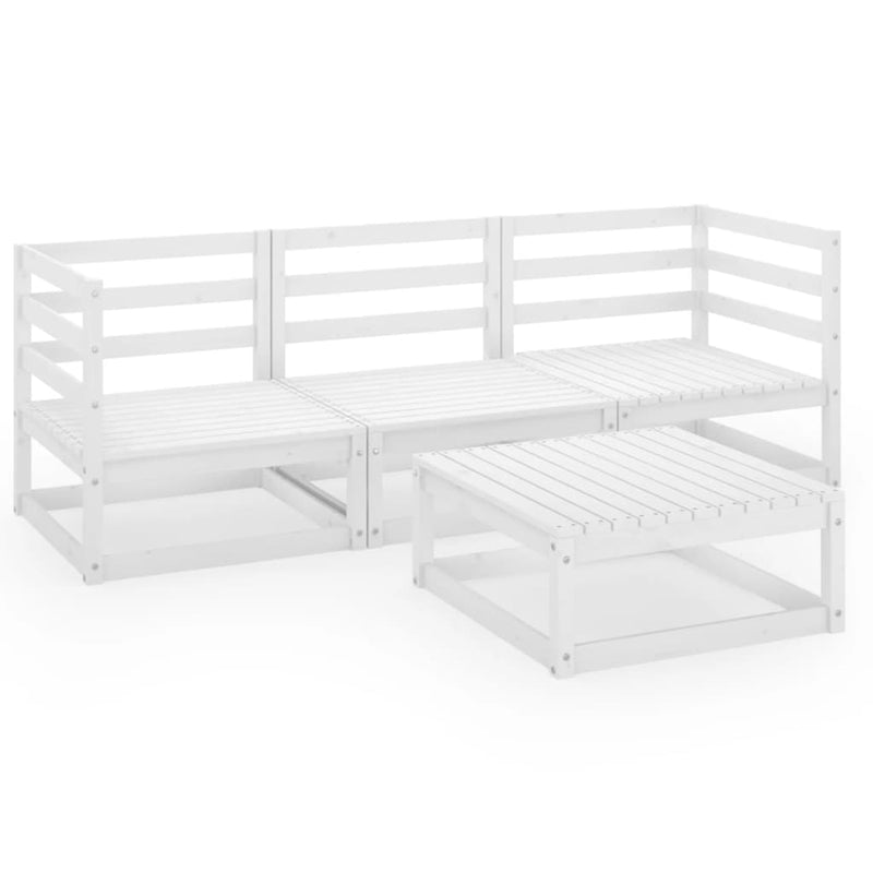 vidaXL 4 Piece Garden Lounge Set White Solid Pinewood