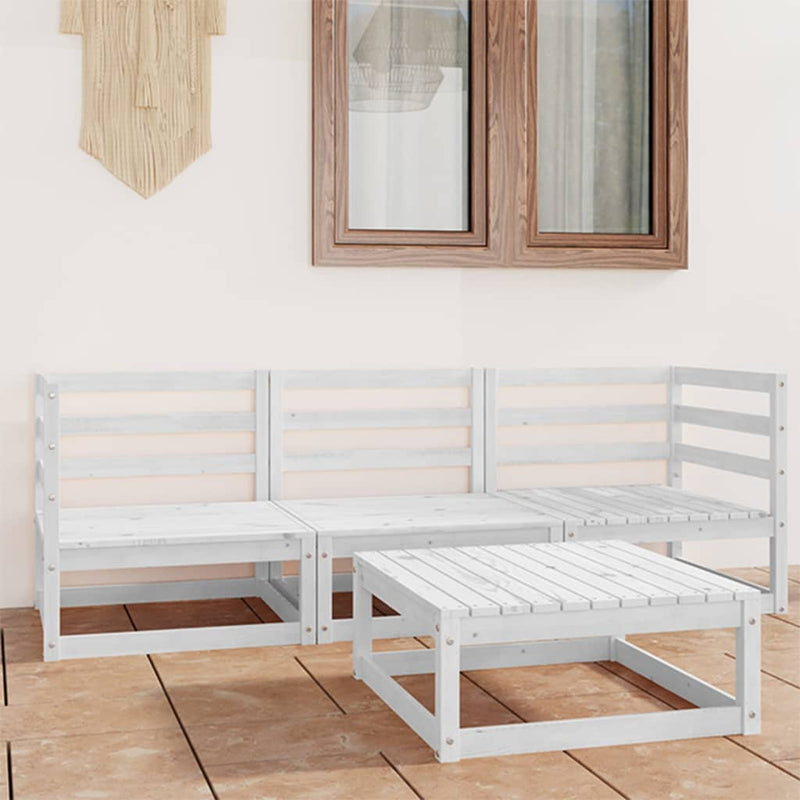 vidaXL 4 Piece Garden Lounge Set White Solid Pinewood