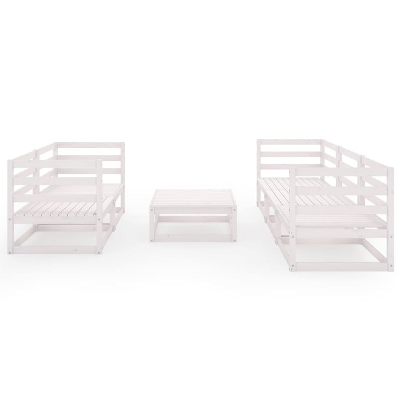 vidaXL 6 Piece Garden Lounge Set White Solid Pinewood