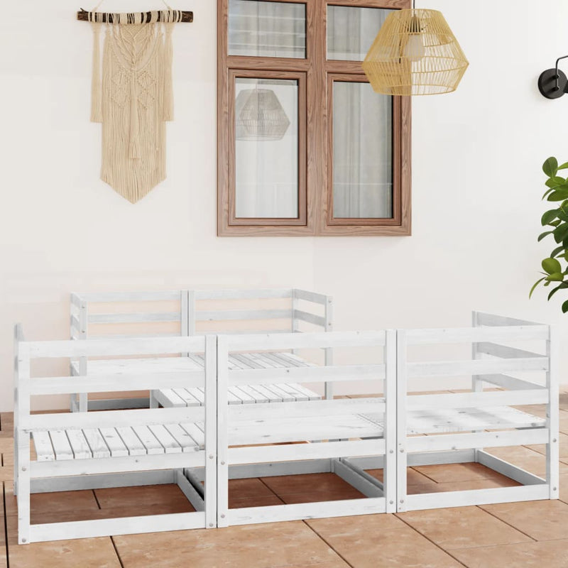 vidaXL 6 Piece Garden Lounge Set White Solid Pinewood