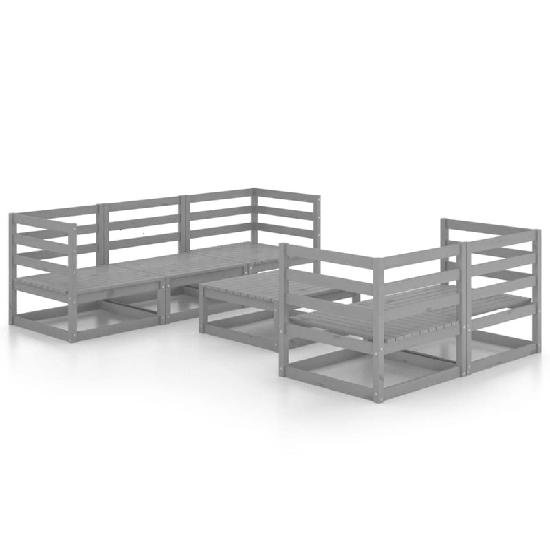 vidaXL 6 Piece Garden Lounge Set Grey Solid Pinewood