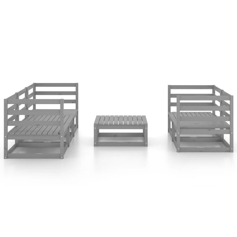 vidaXL 6 Piece Garden Lounge Set Grey Solid Pinewood