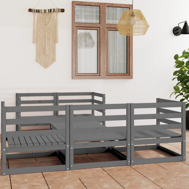 vidaXL 6 Piece Garden Lounge Set Grey Solid Pinewood