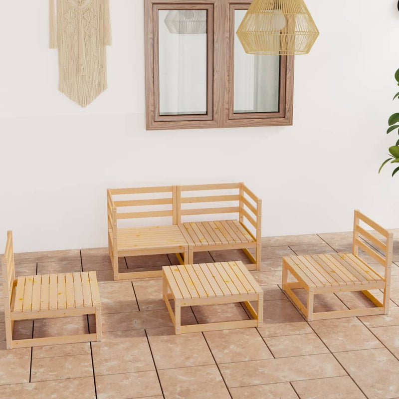 vidaXL 5 Piece Garden Lounge Set Solid Pinewood