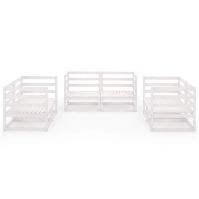 6 Piece Garden Lounge Set White Solid Pinewood
