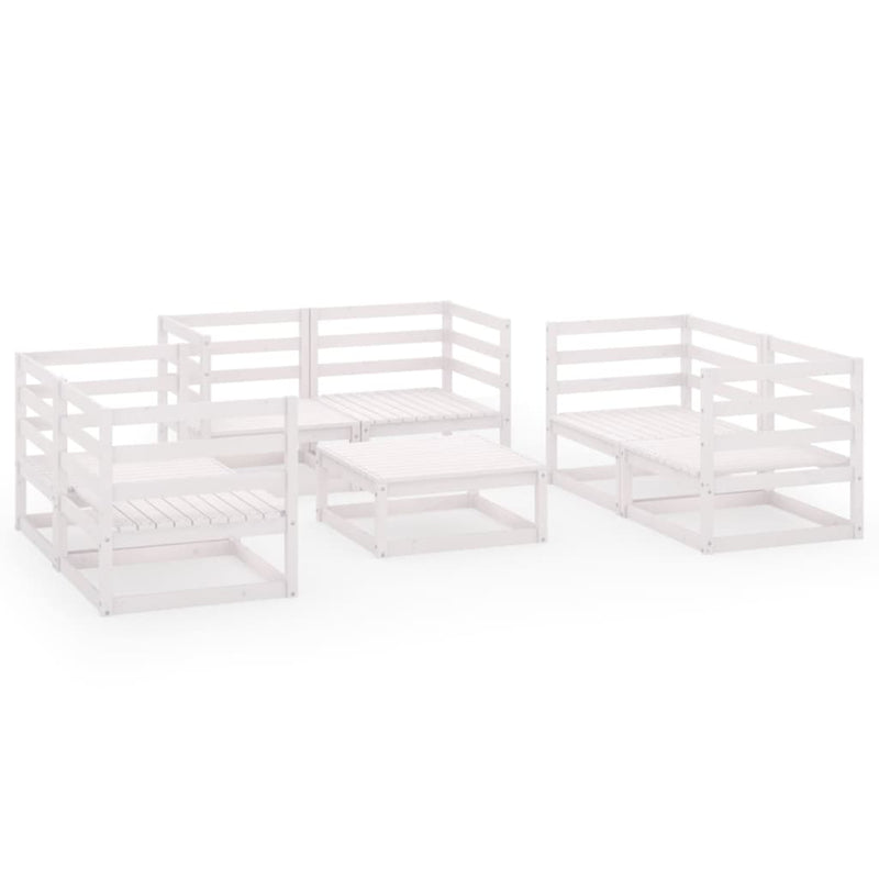 vidaXL 7 Piece Garden Lounge Set White Solid Pinewood