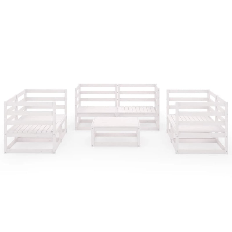 vidaXL 7 Piece Garden Lounge Set White Solid Pinewood