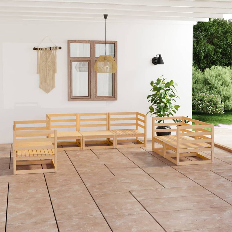 vidaXL 7 Piece Garden Lounge Set Solid Pinewood