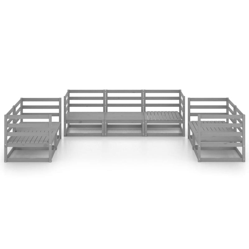7 Piece Garden Lounge Set Grey Solid Pinewood