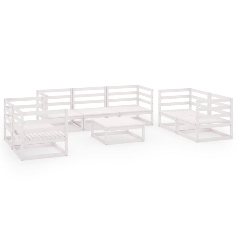 vidaXL 8 Piece Garden Lounge Set White Solid Pinewood