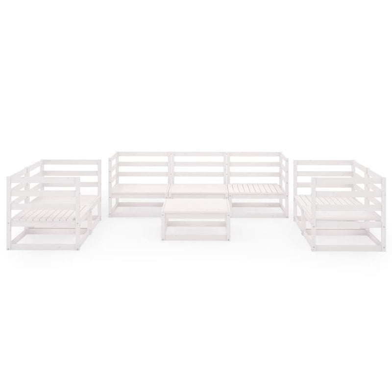 vidaXL 8 Piece Garden Lounge Set White Solid Pinewood