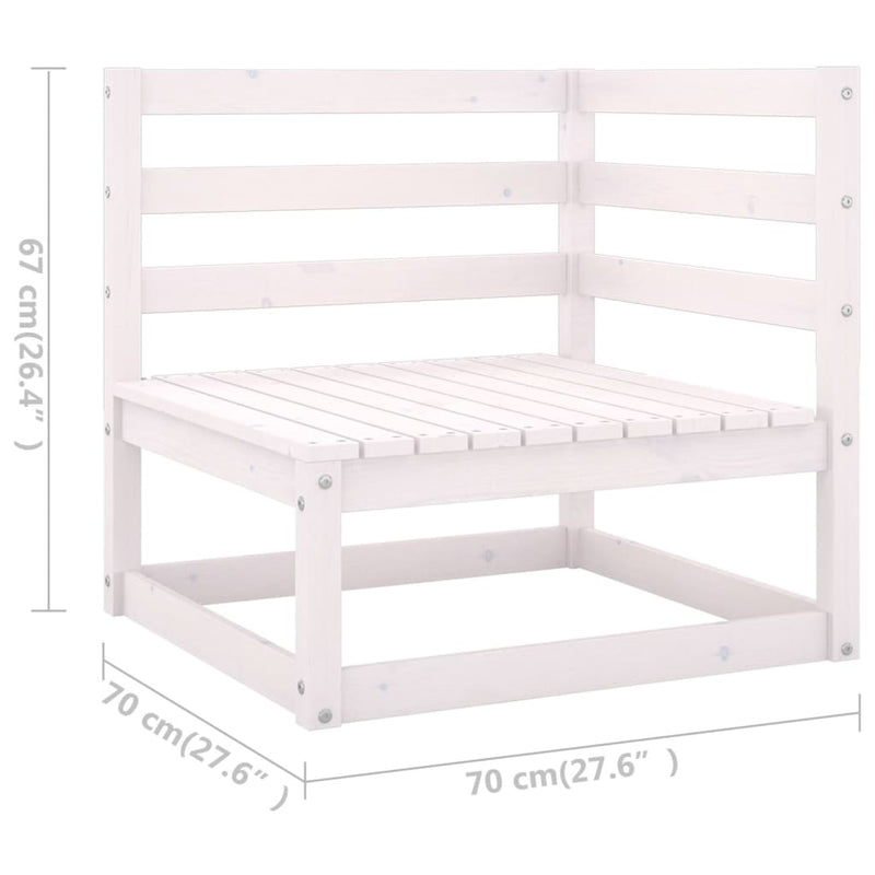 vidaXL 8 Piece Garden Lounge Set White Solid Pinewood