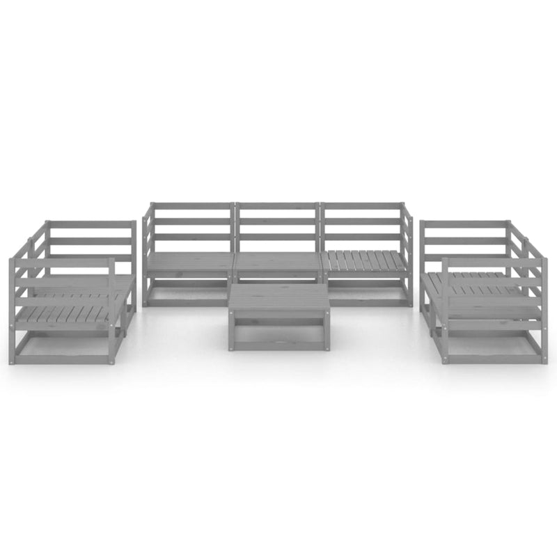 vidaXL 8 Piece Garden Lounge Set Grey Solid Pinewood