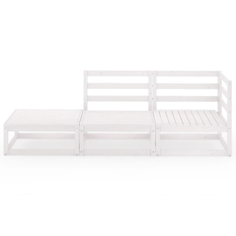 vidaXL 3 Piece Garden Lounge Set White Solid Wood Pine