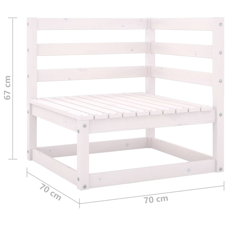 vidaXL 3 Piece Garden Lounge Set White Solid Wood Pine