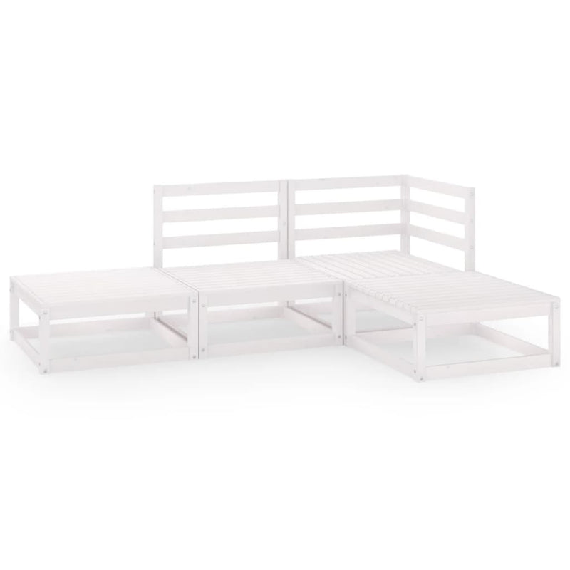 4 Piece Garden Lounge Set White Solid Pinewood
