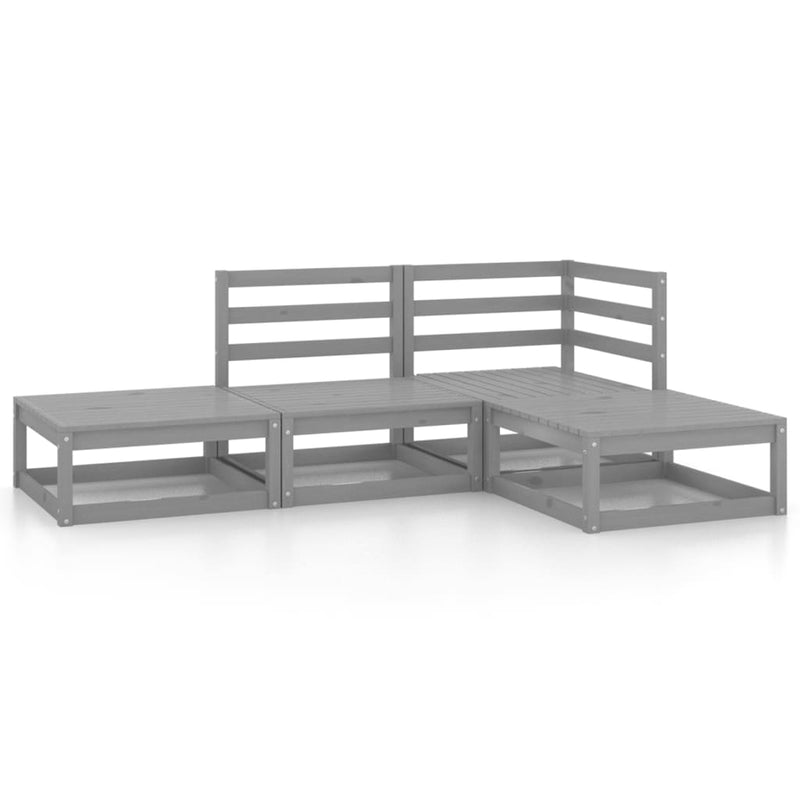 vidaXL 4 Piece Garden Lounge Set Grey Solid Pinewood