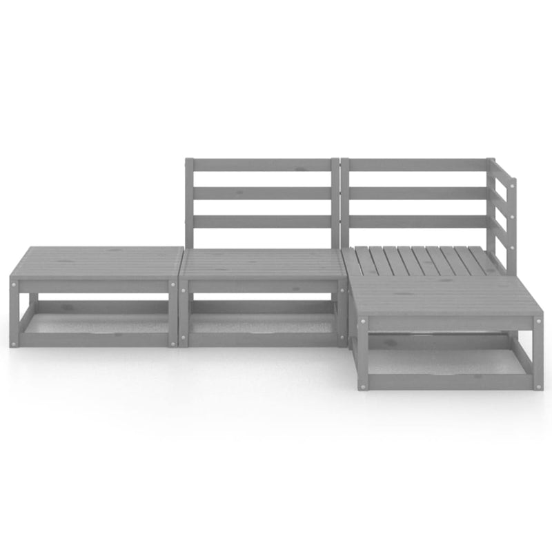 vidaXL 4 Piece Garden Lounge Set Grey Solid Pinewood