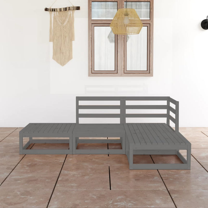 vidaXL 4 Piece Garden Lounge Set Grey Solid Pinewood
