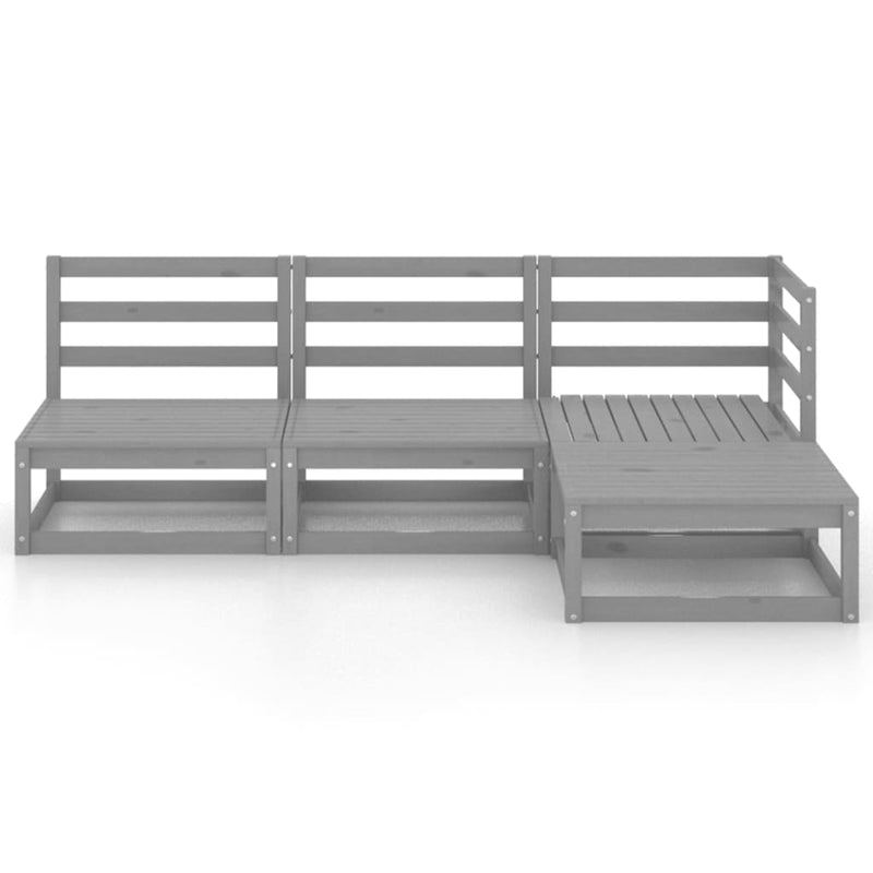 4 Piece Garden Lounge Set Grey Solid Pinewood