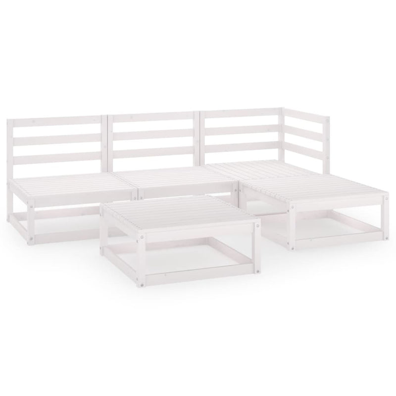 vidaXL 5 Piece Garden Lounge Set White Solid Pinewood