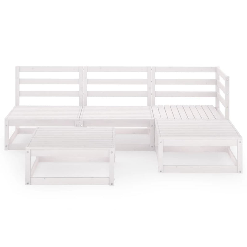 vidaXL 5 Piece Garden Lounge Set White Solid Pinewood