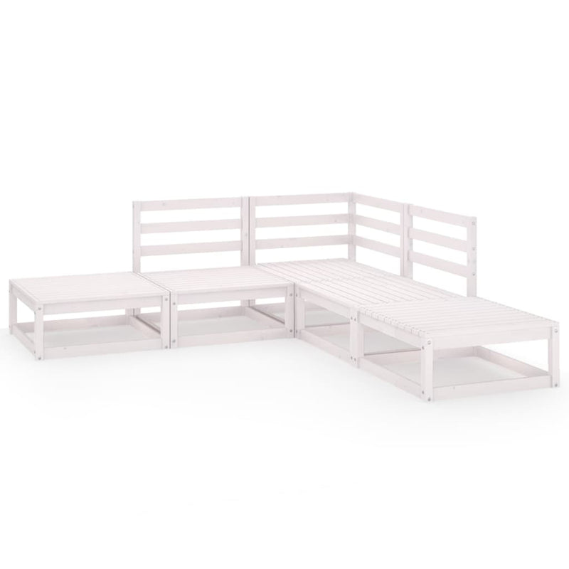 vidaXL 5 Piece Garden Lounge Set White Solid Pinewood