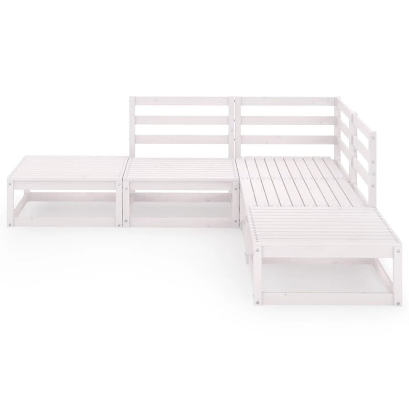 vidaXL 5 Piece Garden Lounge Set White Solid Pinewood