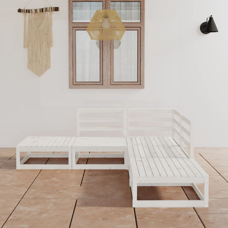 vidaXL 5 Piece Garden Lounge Set White Solid Pinewood