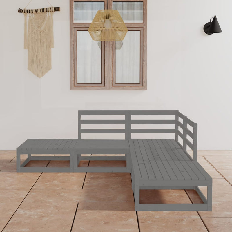 vidaXL 5 Piece Garden Lounge Set Grey Solid Pinewood