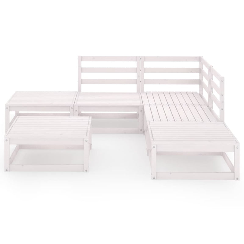 vidaXL 6 Piece Garden Lounge Set White Solid Pinewood