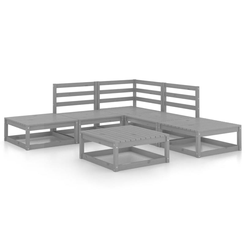 vidaXL 6 Piece Garden Lounge Set Grey Solid Pinewood