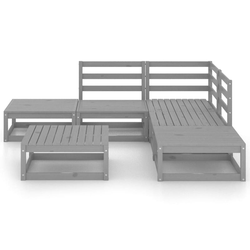 vidaXL 6 Piece Garden Lounge Set Grey Solid Pinewood