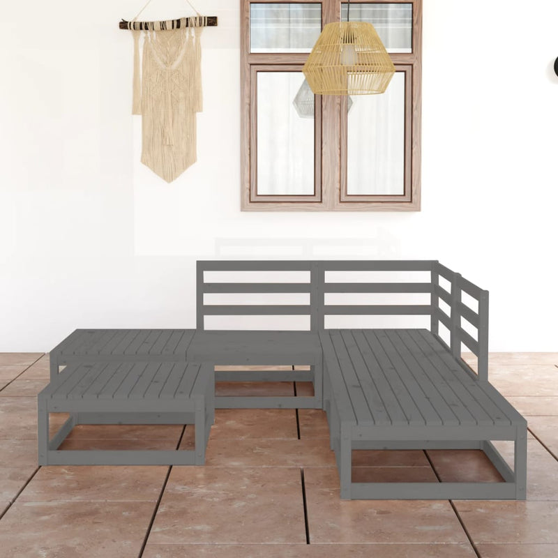 vidaXL 6 Piece Garden Lounge Set Grey Solid Pinewood