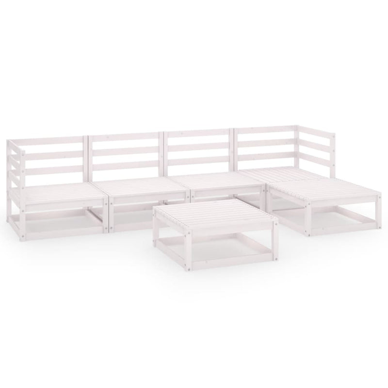 vidaXL 6 Piece Garden Lounge Set White Solid Pinewood