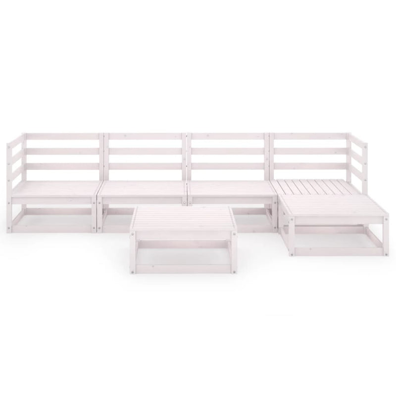 vidaXL 6 Piece Garden Lounge Set White Solid Pinewood