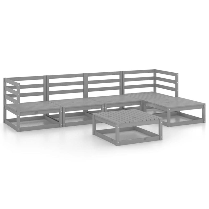 vidaXL 6 Piece Garden Lounge Set Grey Solid Pinewood