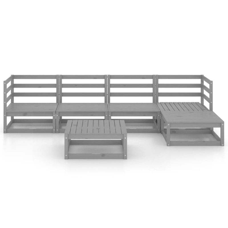 vidaXL 6 Piece Garden Lounge Set Grey Solid Pinewood