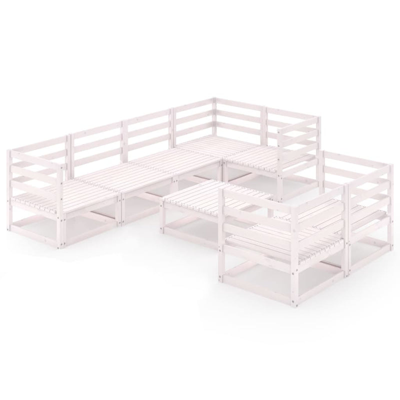 vidaXL 8 Piece Garden Lounge Set White Solid Pinewood