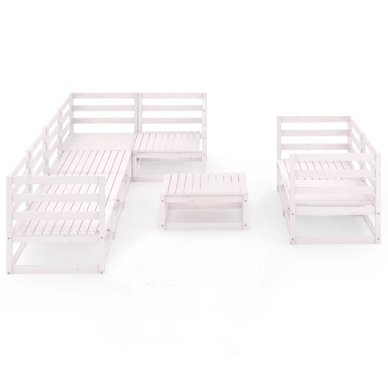 vidaXL 8 Piece Garden Lounge Set White Solid Pinewood