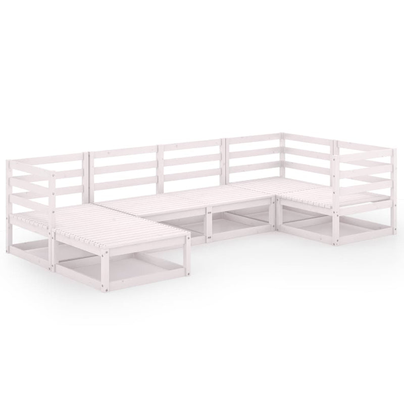 vidaXL 6 Piece Garden Lounge Set White Solid Pinewood