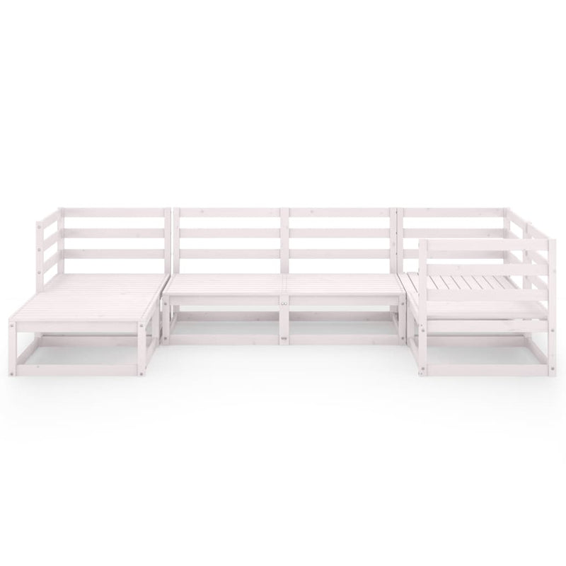vidaXL 6 Piece Garden Lounge Set White Solid Pinewood