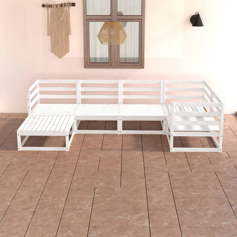 vidaXL 6 Piece Garden Lounge Set White Solid Pinewood