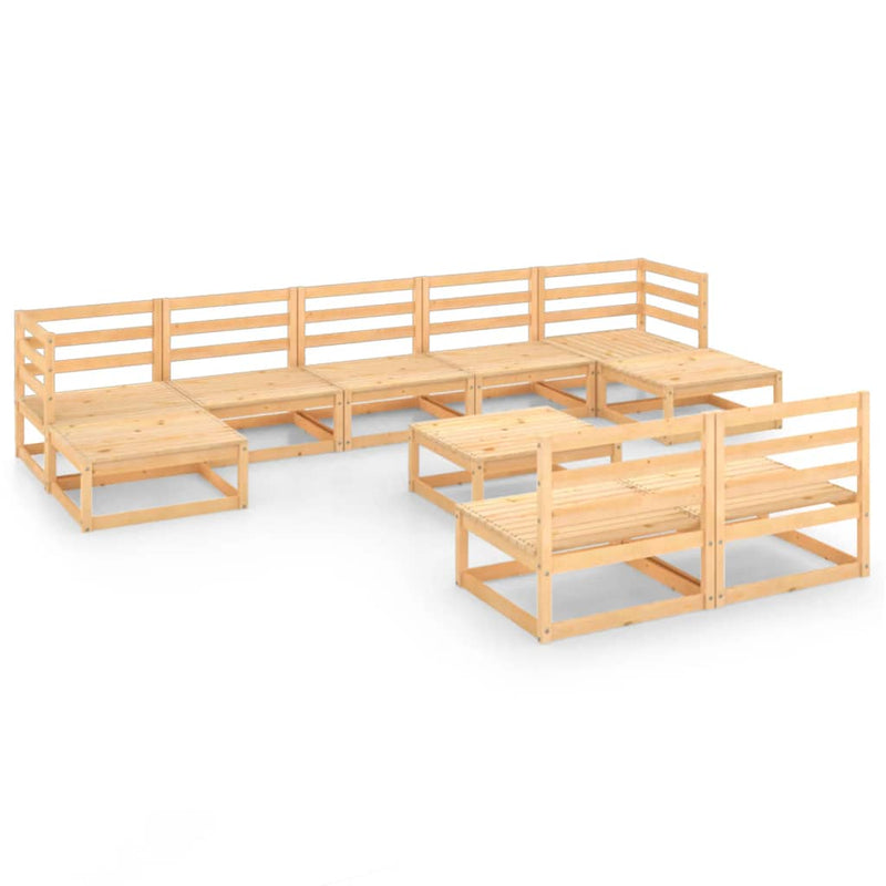 vidaXL 10 Piece Garden Lounge Set Solid Pinewood