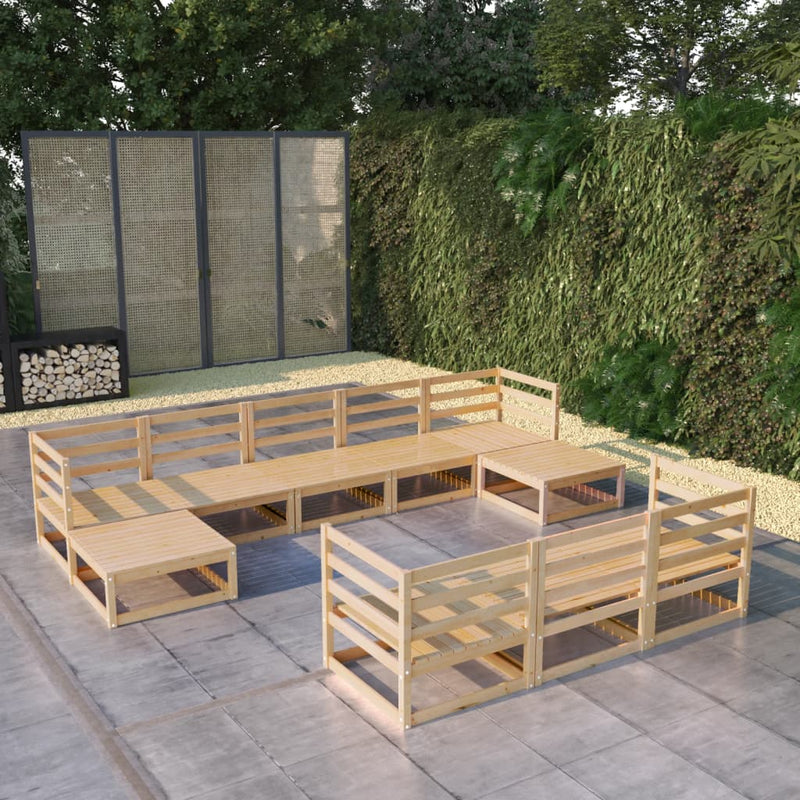 vidaXL 10 Piece Garden Lounge Set Solid Pinewood