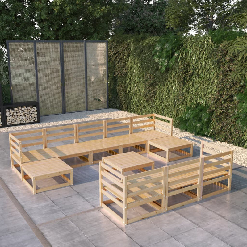 vidaXL 11 Piece Garden Lounge Set Solid Pinewood