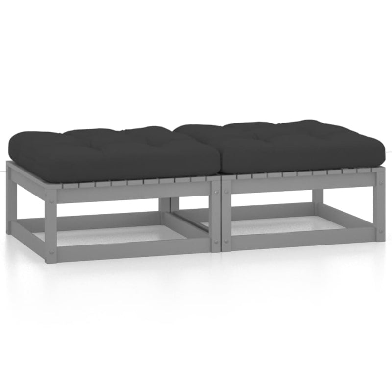 vidaXL Garden Footstools with Cushions 2 pcs Solid Wood Pine