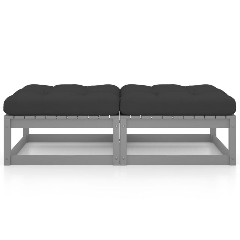 vidaXL Garden Footstools with Cushions 2 pcs Solid Wood Pine