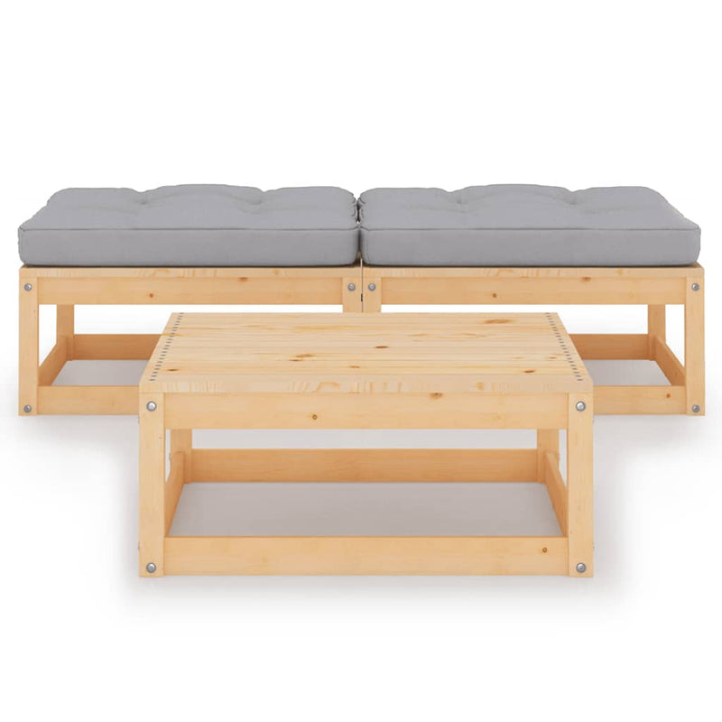 vidaXL 3 Piece Garden Lounge Set with Cushions Solid Pinewood