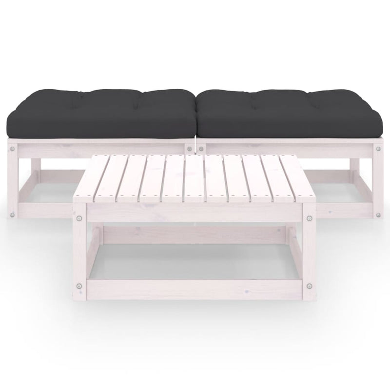 vidaXL 3 Piece Garden Lounge Set with Cushions Solid Pinewood
